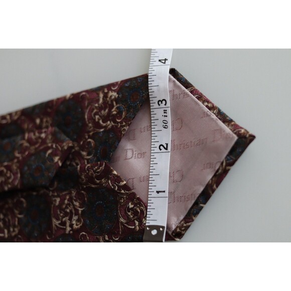 Last Price! Christian DIOR Monsieur Men’s Silk Neck Tie Burgundy Gold Crest - Picture 8 of 9
